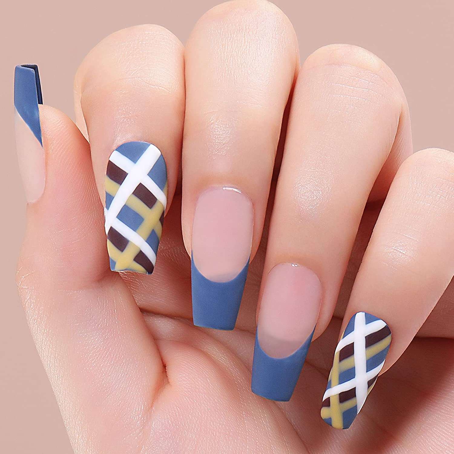 Blue Nail Art Artificial Nails Unique Trendy Simple Style Nail Pieces For Nail  Art Beginners Practice - Walmart.com