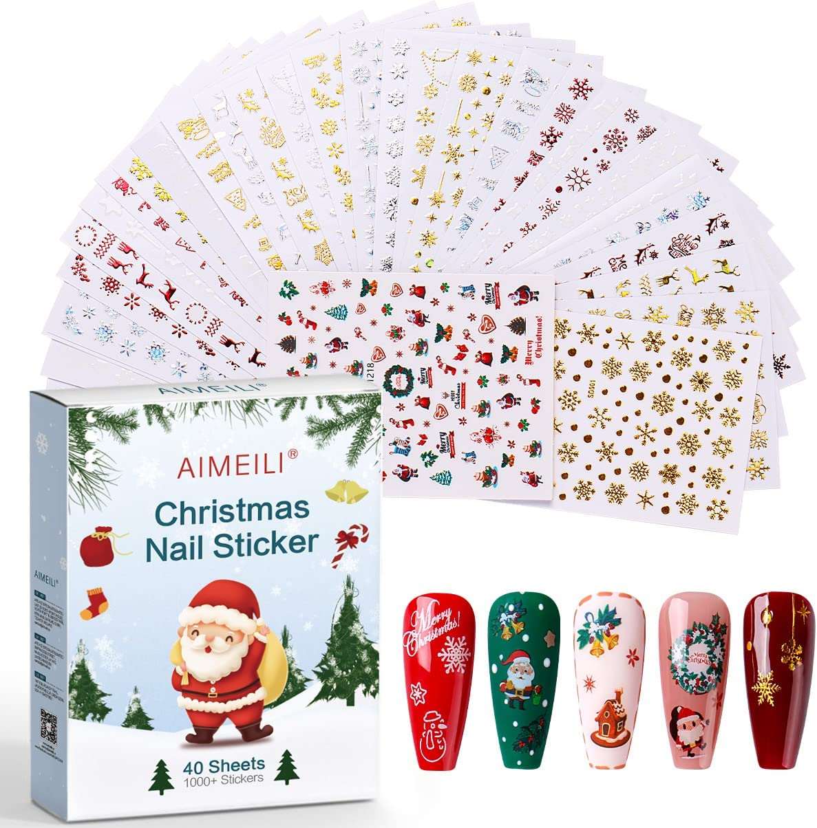 3d Christmas Nail Art Stickers Self Adhesive Santa Claus Elk - Temu