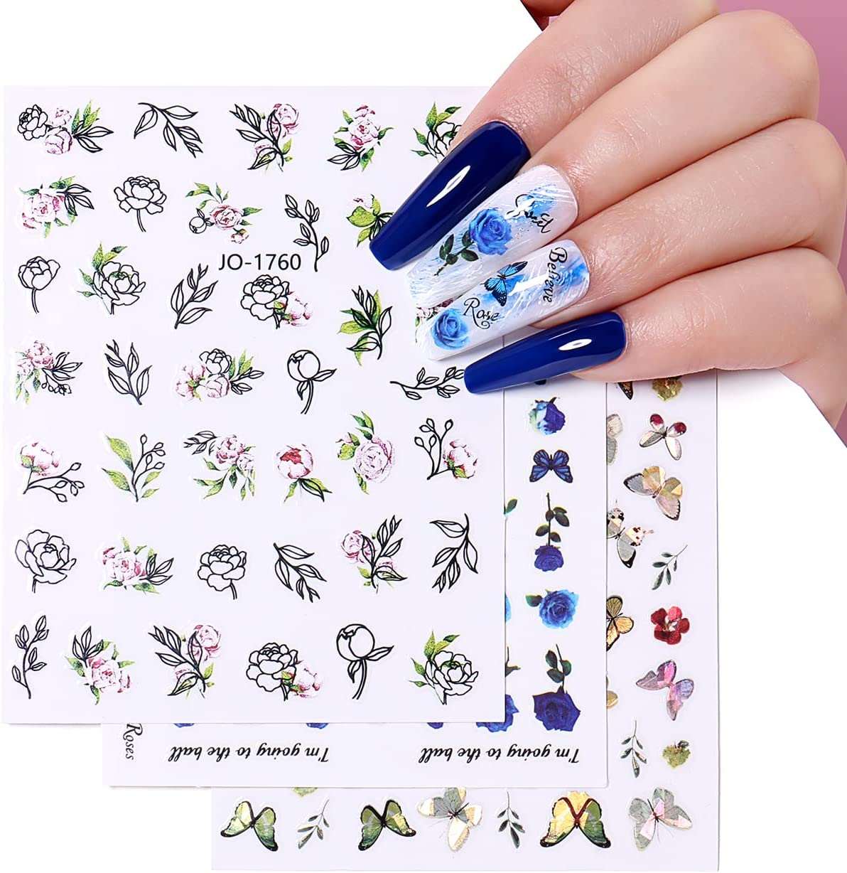 New 3D Roman Nail Art Stickers Decals Transfers Self-adhesive