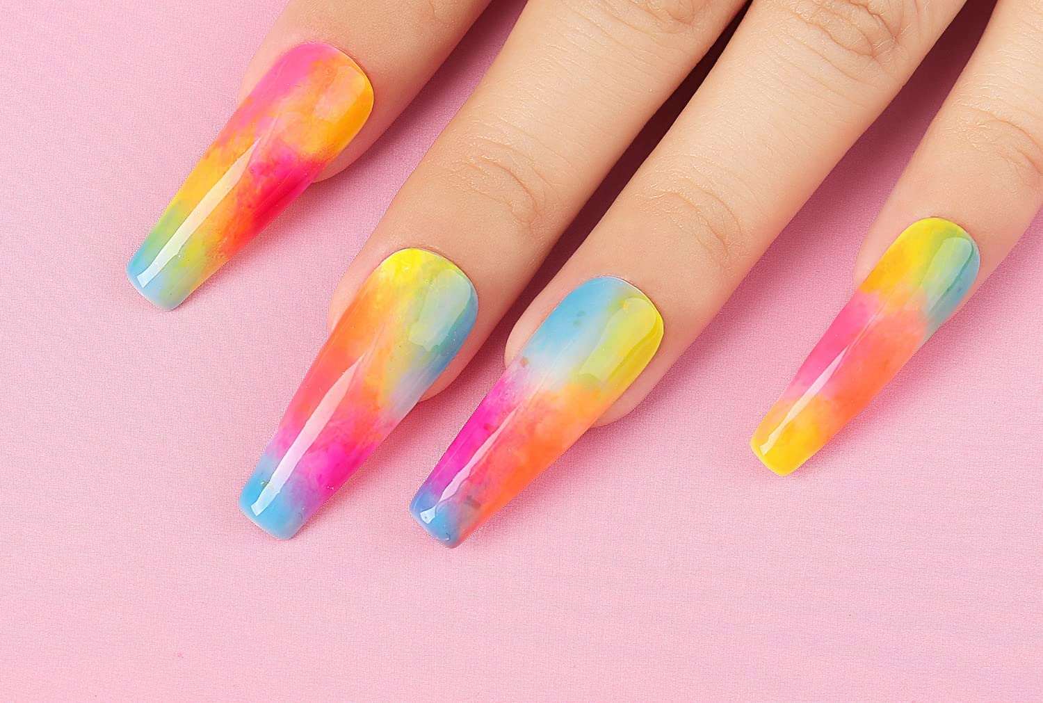 rainbow ombre nails