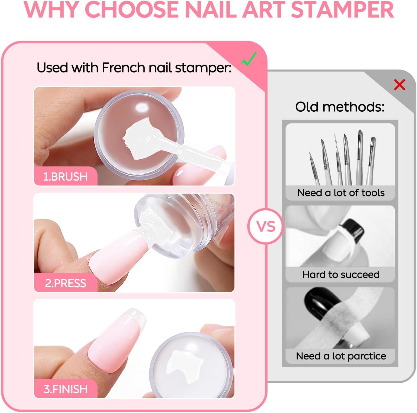 Nail Stamping Kit with 2 Plates, Stamper And Scrapper Full Kit Random  Designs - 24x7 eMall