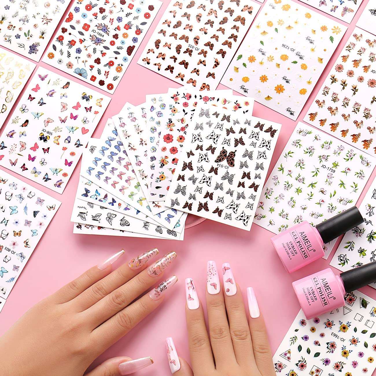 Sticker Paper Nail Nail Stickers for Gel Nails 💅 Easy Stick-On Nail Art (Flowers ...