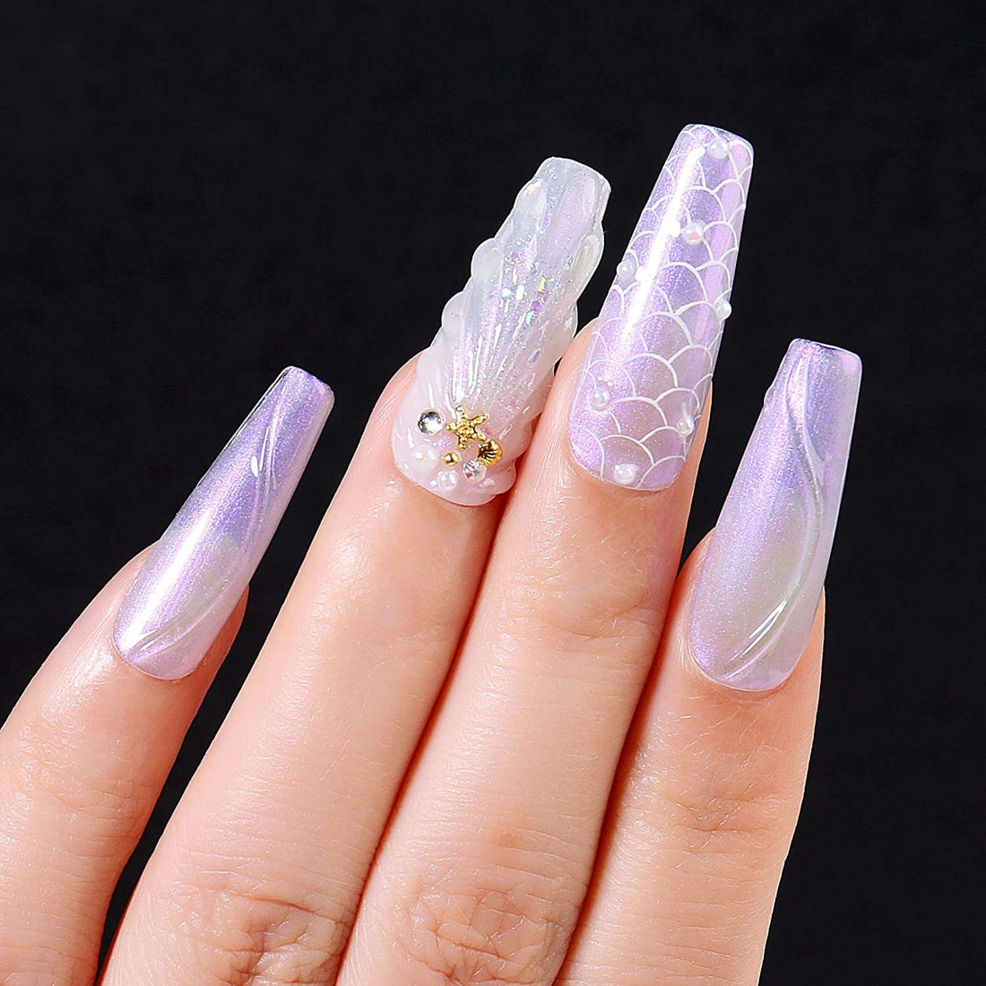 purple design nails
