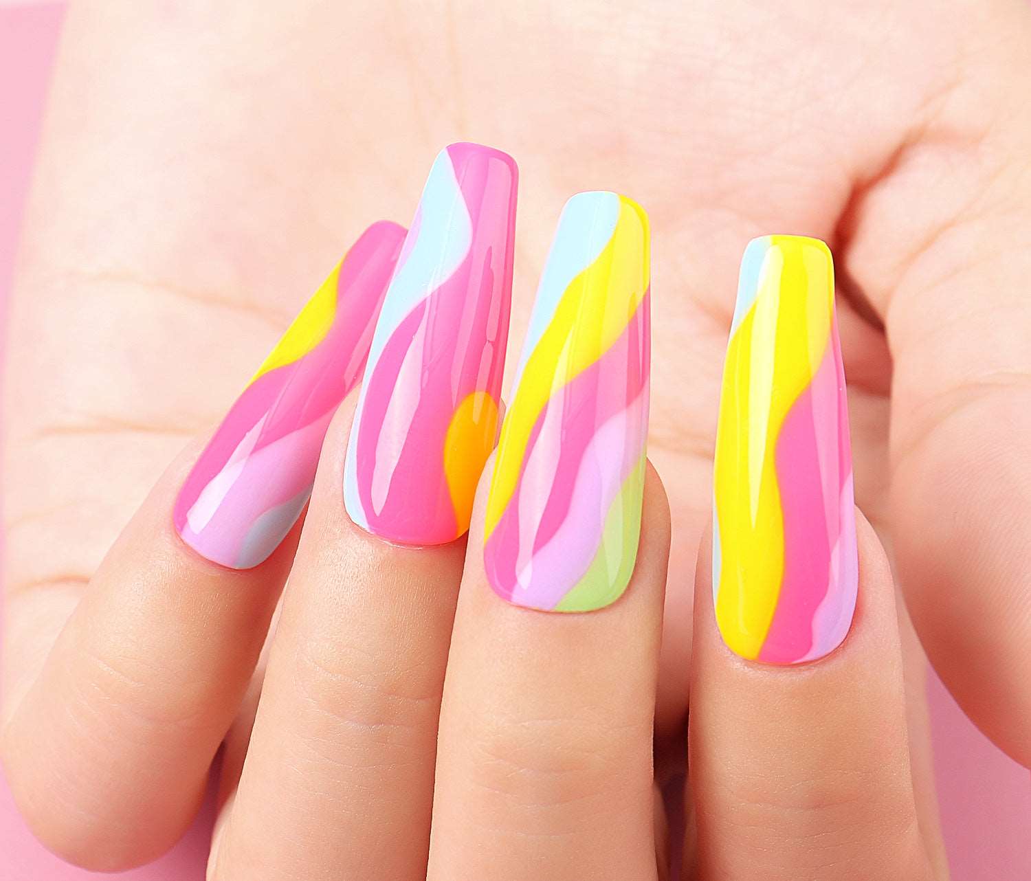 pink and yellow nails 
