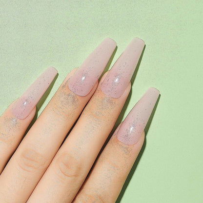 nude pink glitter nails