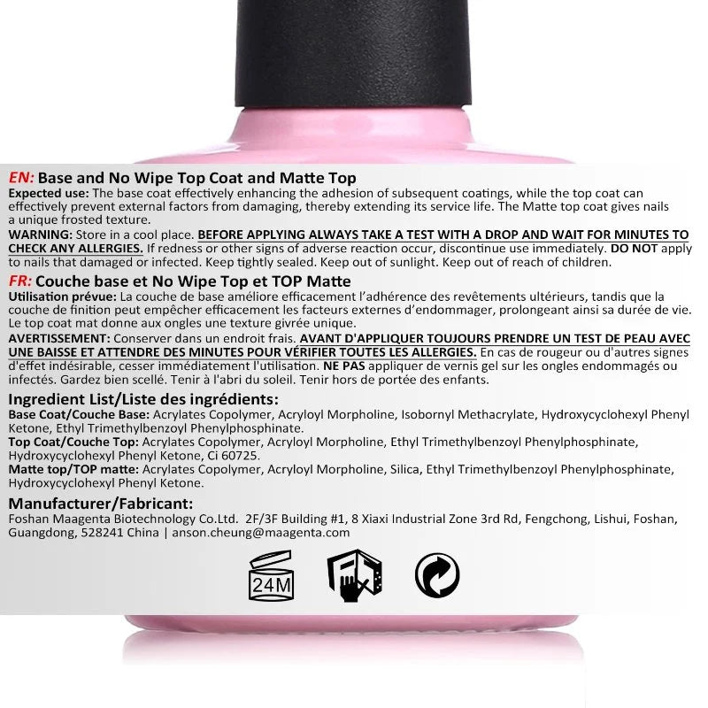 aimeili base and top coat ingredient list