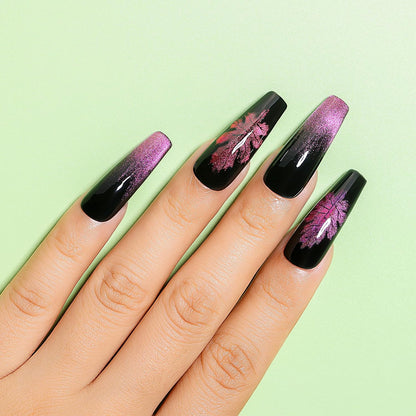 black and pink cat eye nails