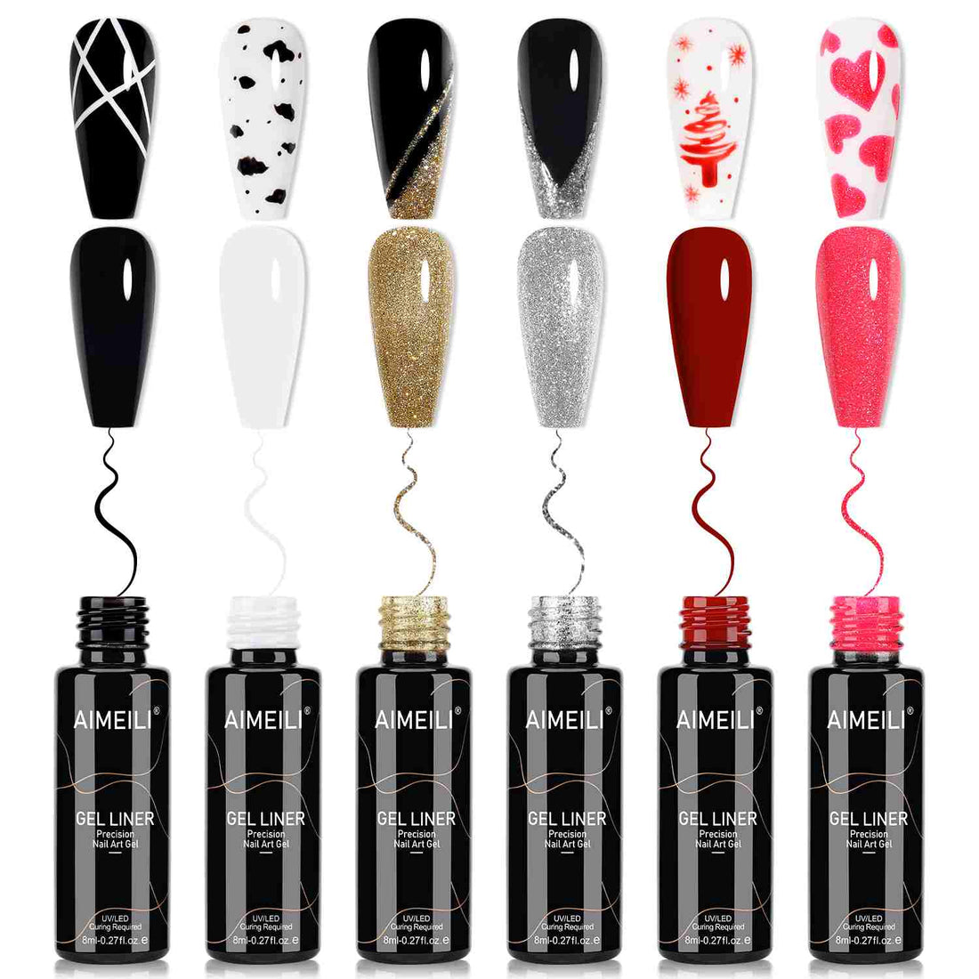 AIMEILI 6 Colors Nail Art Liner Gel Set
