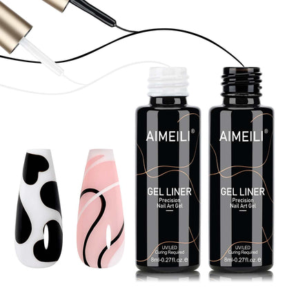 AIMEILI Black &amp; White Nail Art Liner Gel Set