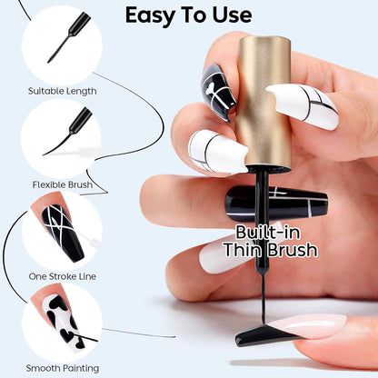 AIMEILI Black &amp; White Nail Art Liner Gel Set