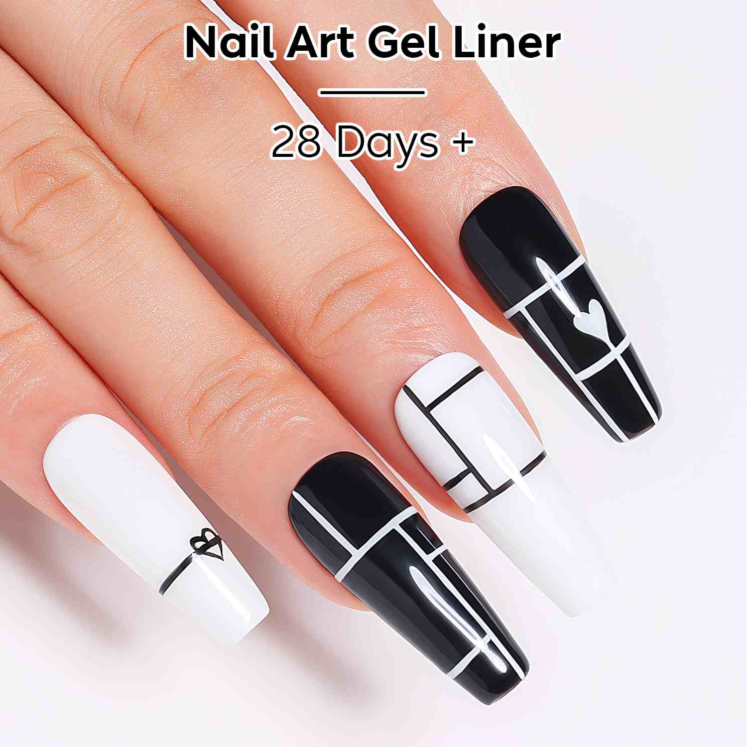 AIMEILI Black &amp; White Nail Art Liner Gel Set