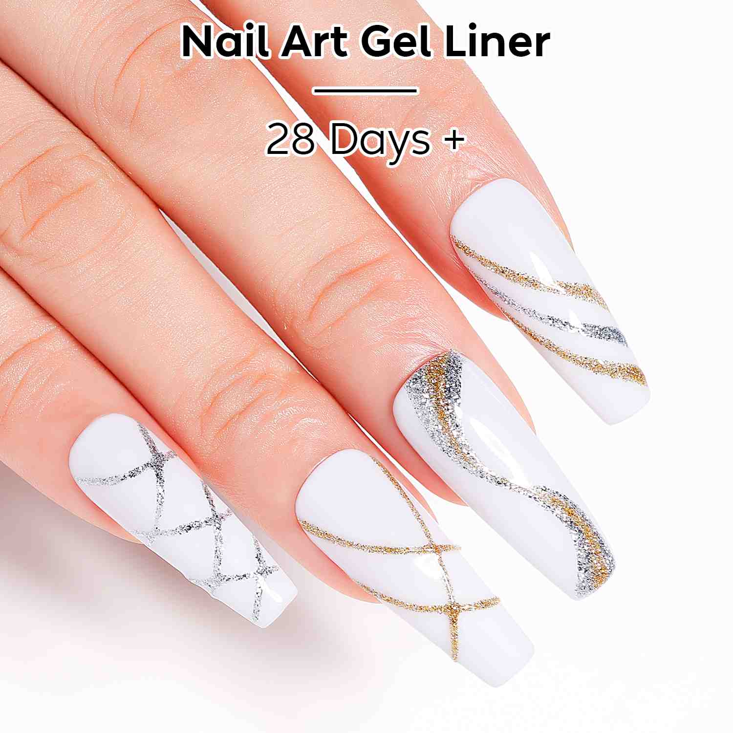 AIMEILI Gold &amp; Silver Nail Art Liner Gel Set