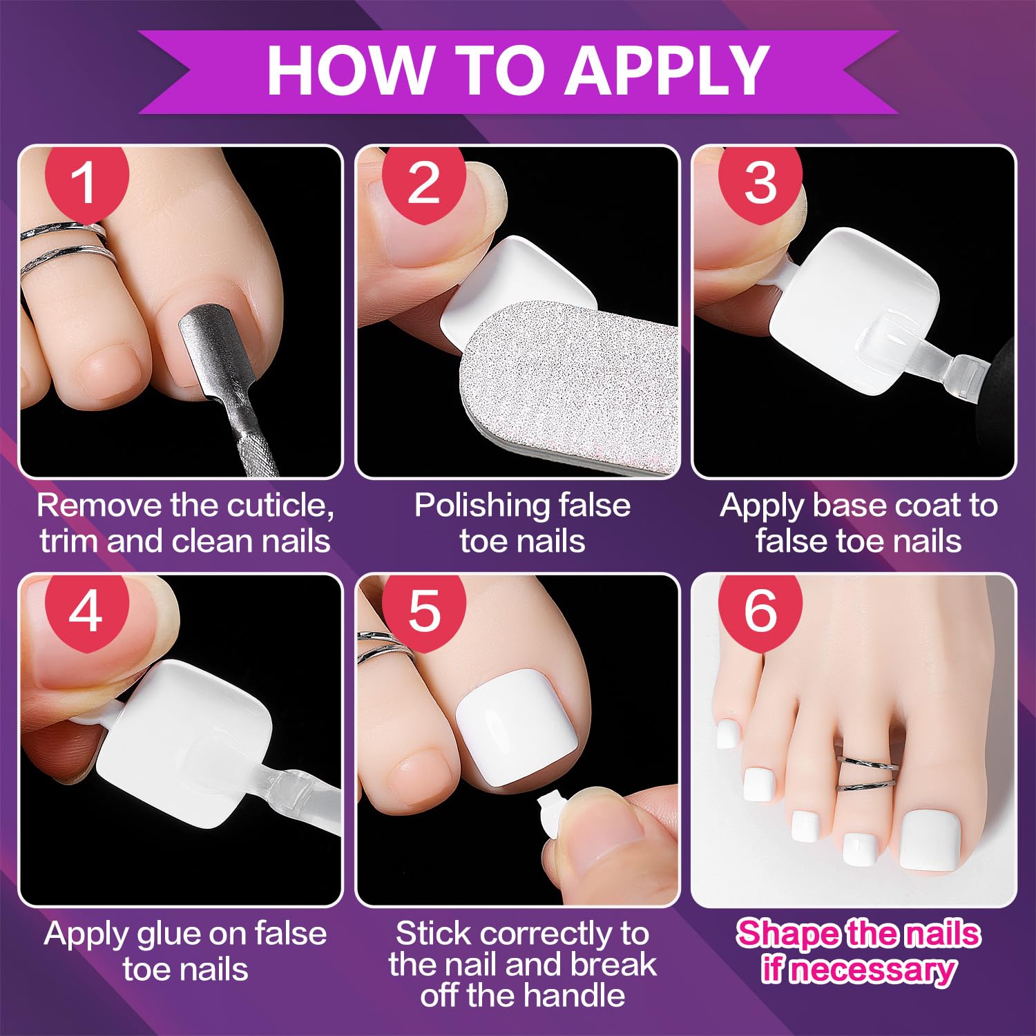 how to use the white toe nail tips