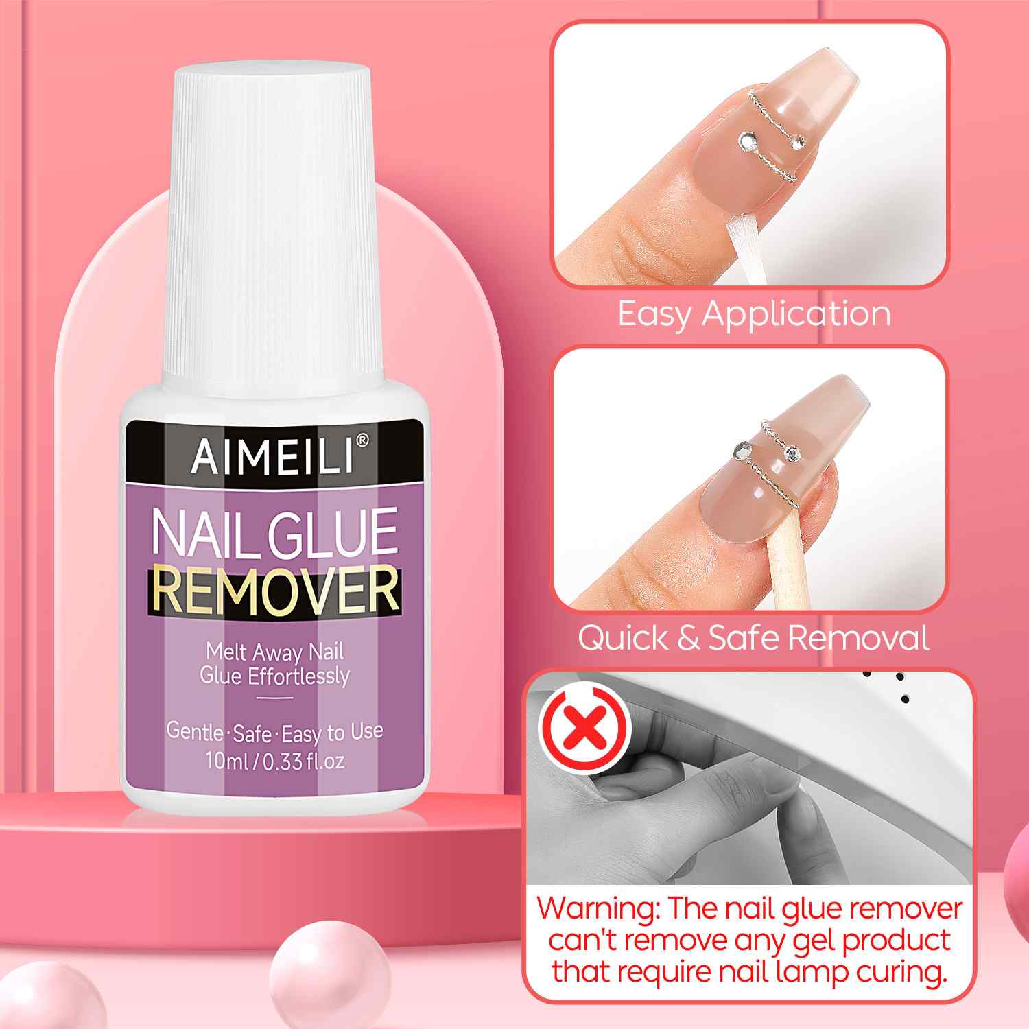 AIMEILI Nail Glue &amp; Remover Kit – Strong Bond Press On Nails | JSJIE10ML