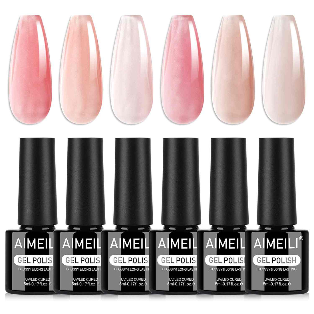 AIMEILI Pink Color Jelly Gel Polish Set