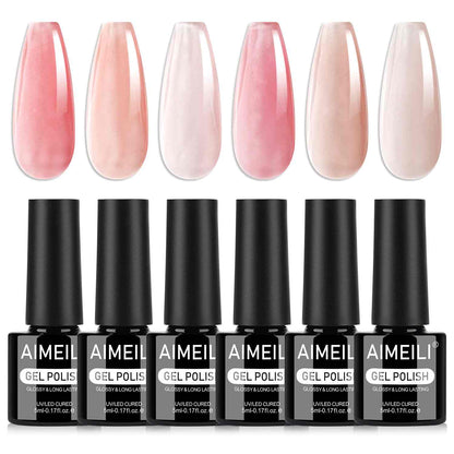 AIMEILI Pink Color Jelly Gel Polish Set
