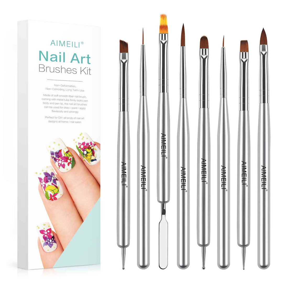 AIMEILI 8-Piece Nail Art Brushes Set NBRB3 for Gel Polish