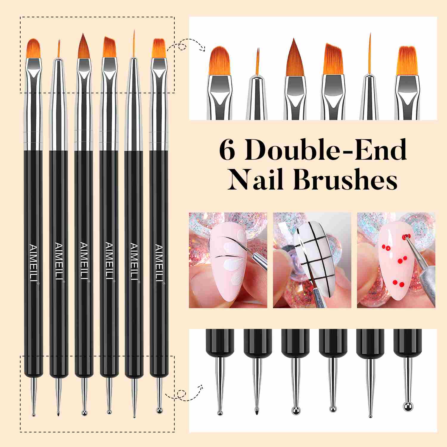 AIMEILI 6-Piece Nail Dotting Tools Set NRBR4