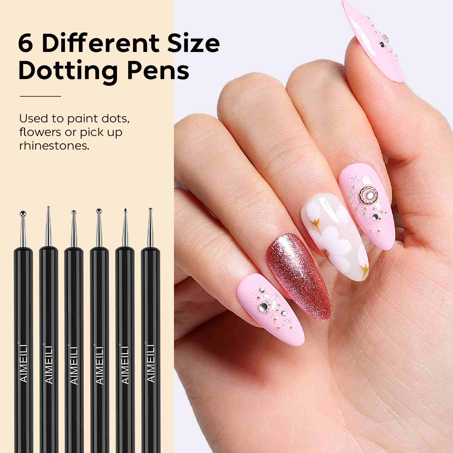 AIMEILI 6-Piece Nail Dotting Tools Set NRBR4