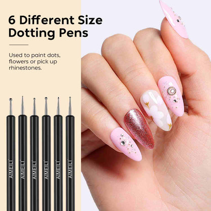 AIMEILI 6-Piece Nail Dotting Tools Set NRBR4