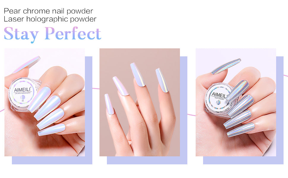 chrome mirror powder nails