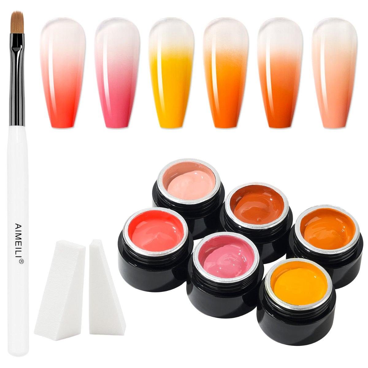 orange yellow ombre gel nails colors