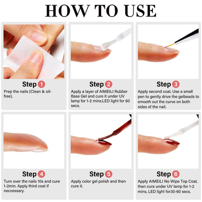 how to use the rubber base and top coat for nails