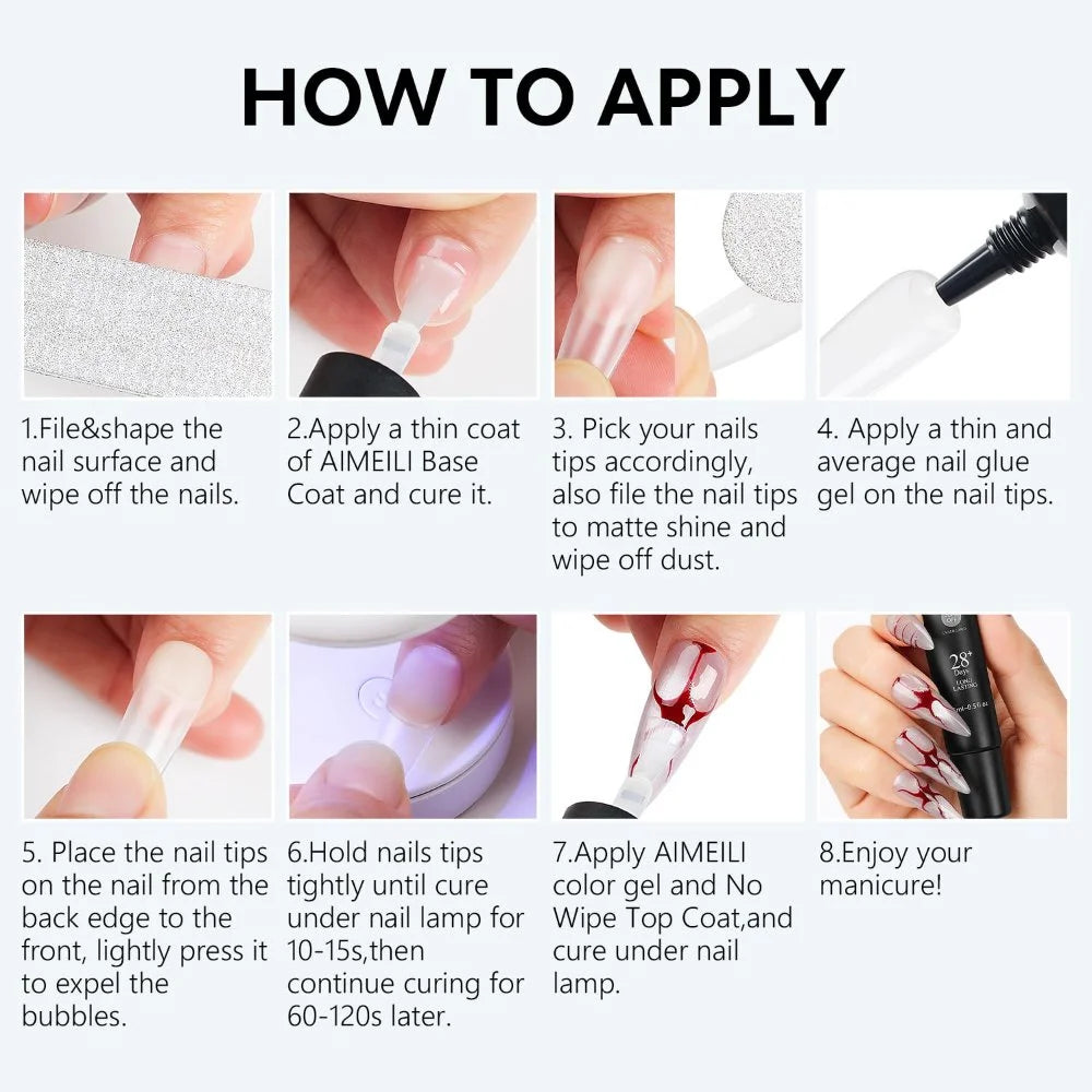 How to use the aimeili nail glue gel for nials art