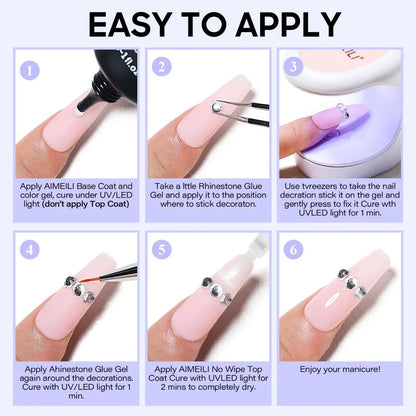 how to apply the  Rhinestone glue gel for nails