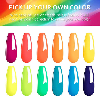 AIMEILI Gel Nail Polish Set – 12 Colours, 8ml | Summer Neon Collection | Set12-23_8ml