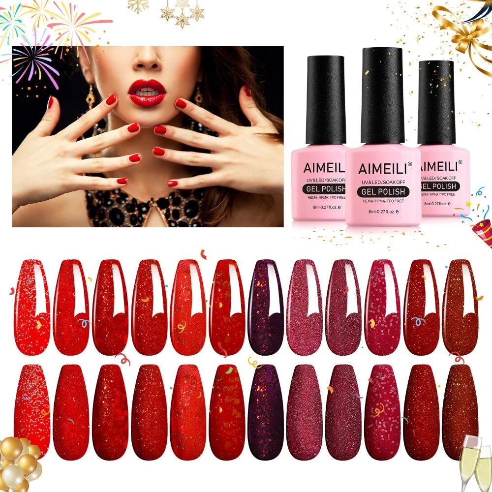 red glitter gel nail polish