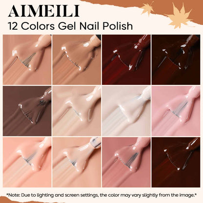 AIMEILI Neutral Nude Gel Nail Polish Set 38 12pcs, Vegan &amp; Cruelty-Free