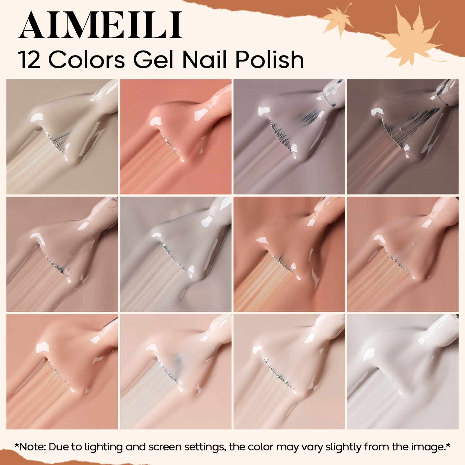 AIMEILI Neutral Grey Pink Gel Polish Set 39 – 12 Colors, Vegan &amp; Cruelty-Free