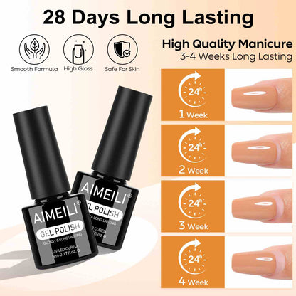 AIMEILI Boho Gel Polish Set 40 – 12 Earthy &amp; Glitter Shades, Vegan &amp; Cruelty-Free