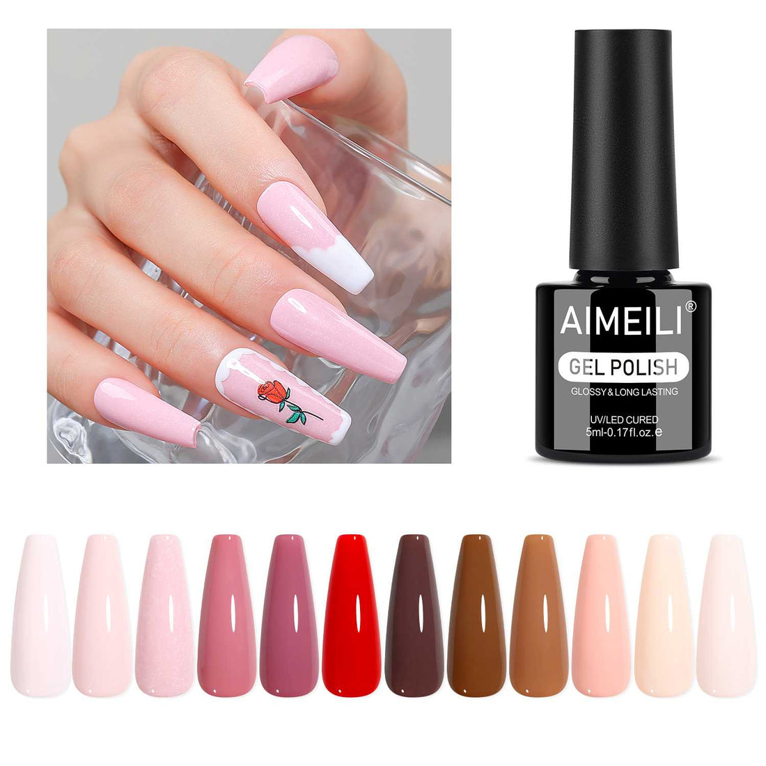 AIMEILI Pink &amp; Nude Gel Nail Polish Set 42– 12 Colors