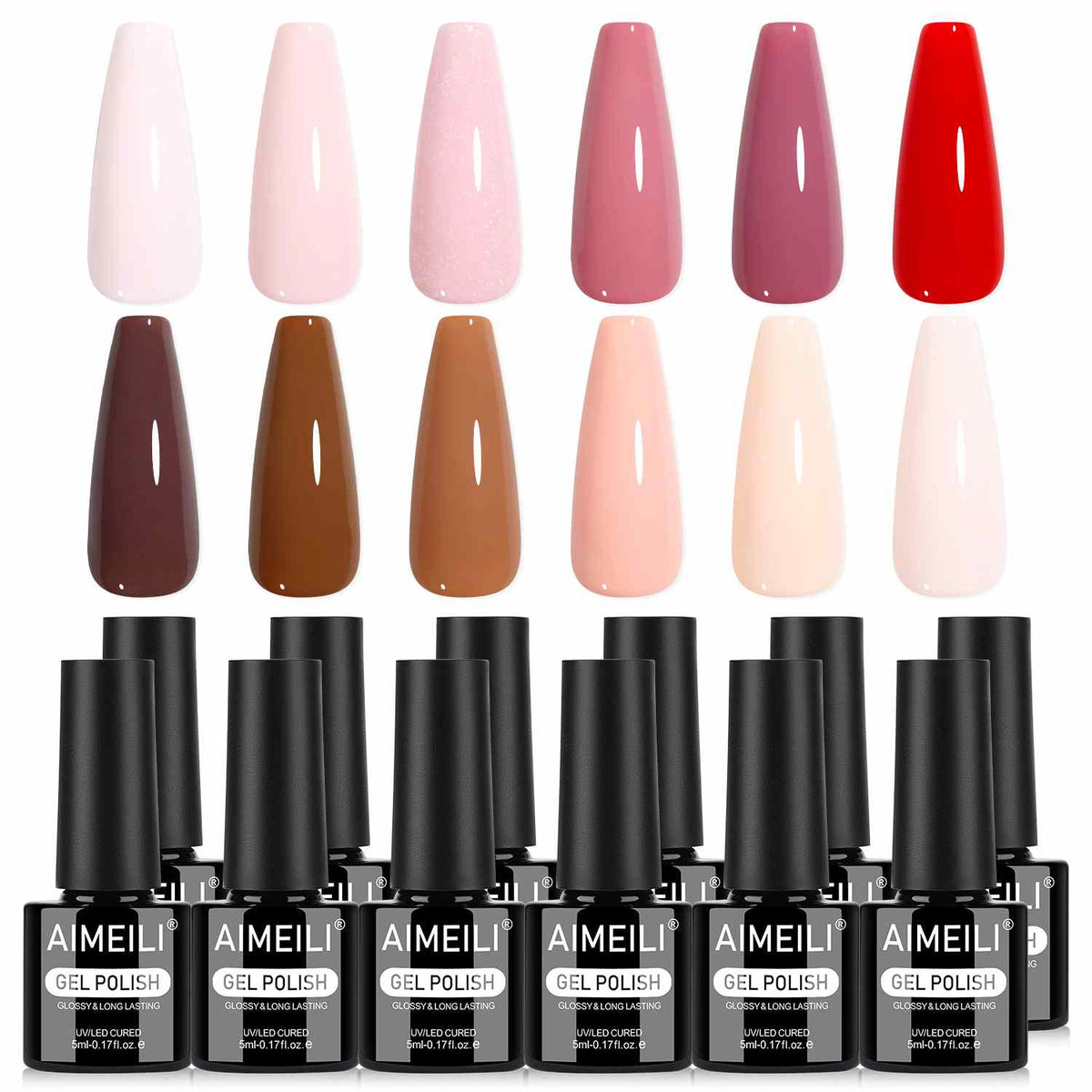 AIMEILI Pink &amp; Nude Gel Nail Polish Set 42– 12 Colors