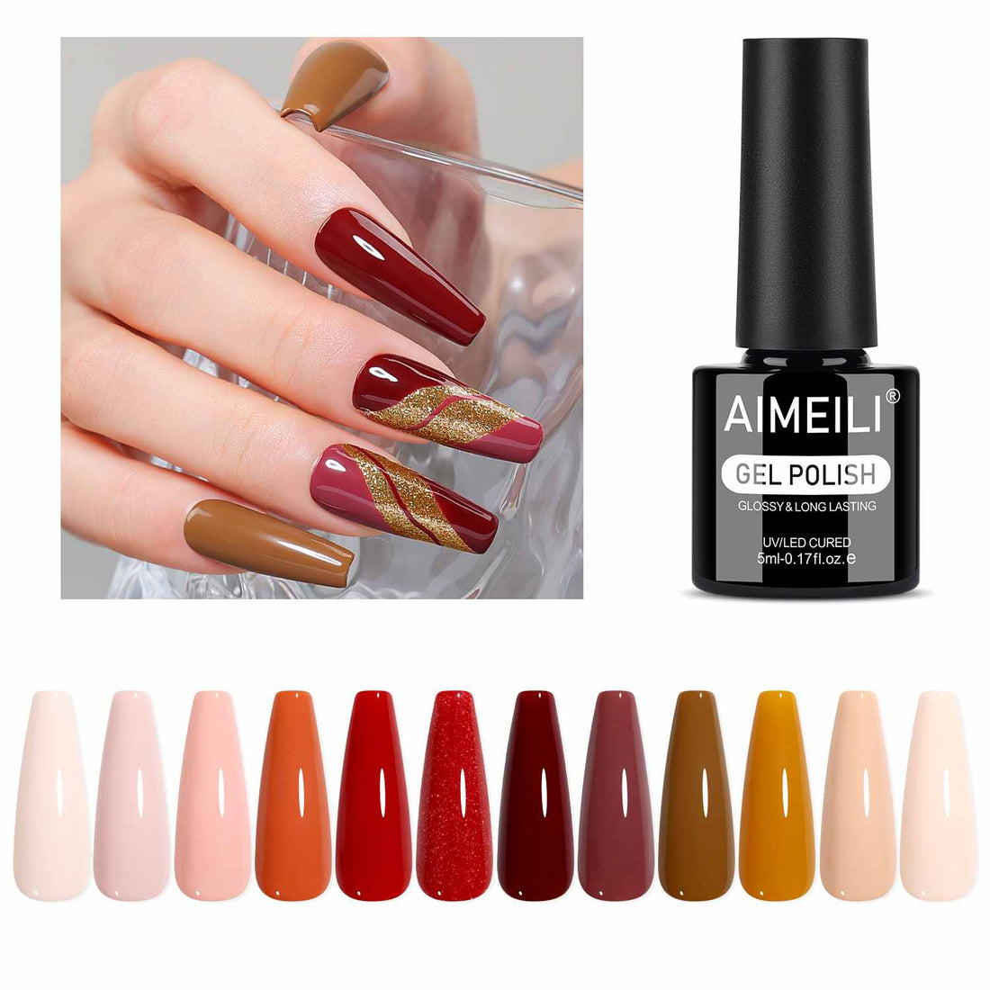 AIMEILI Nude Brown Gel Polish Set 44– 12 Colors