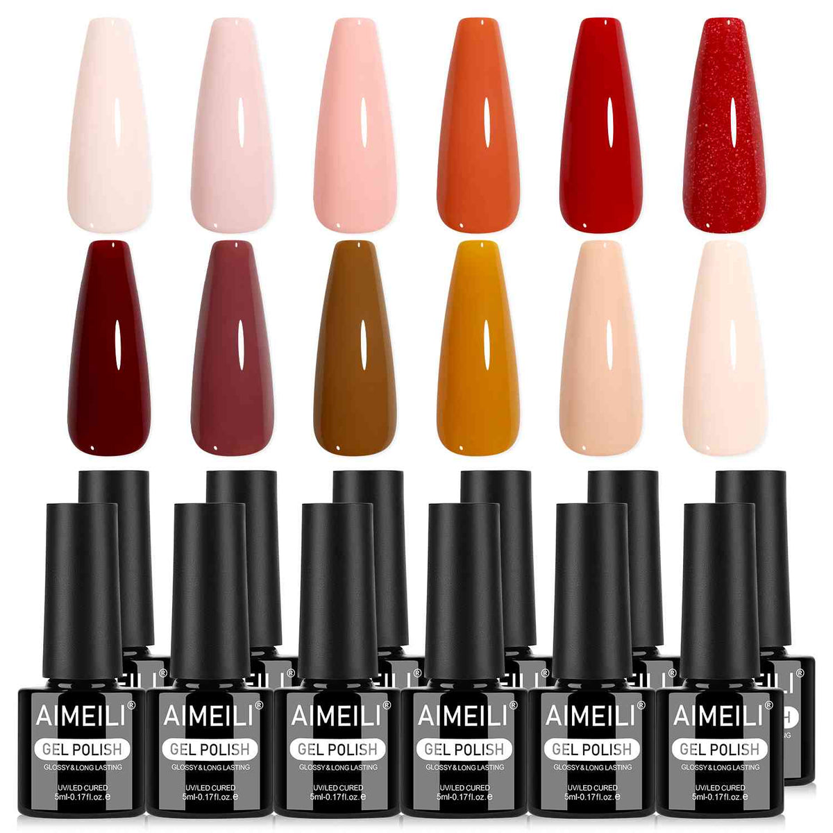 AIMEILI Nude Brown Gel Polish Set 44– 12 Colors