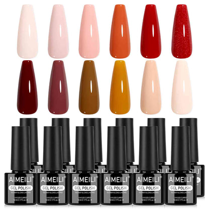 AIMEILI Nude Brown Gel Polish Set 44– 12 Colors