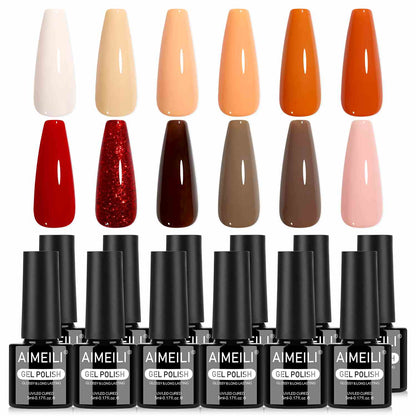 AIMEILI Warm Nude Gel Polish Set 45– 12 Colors