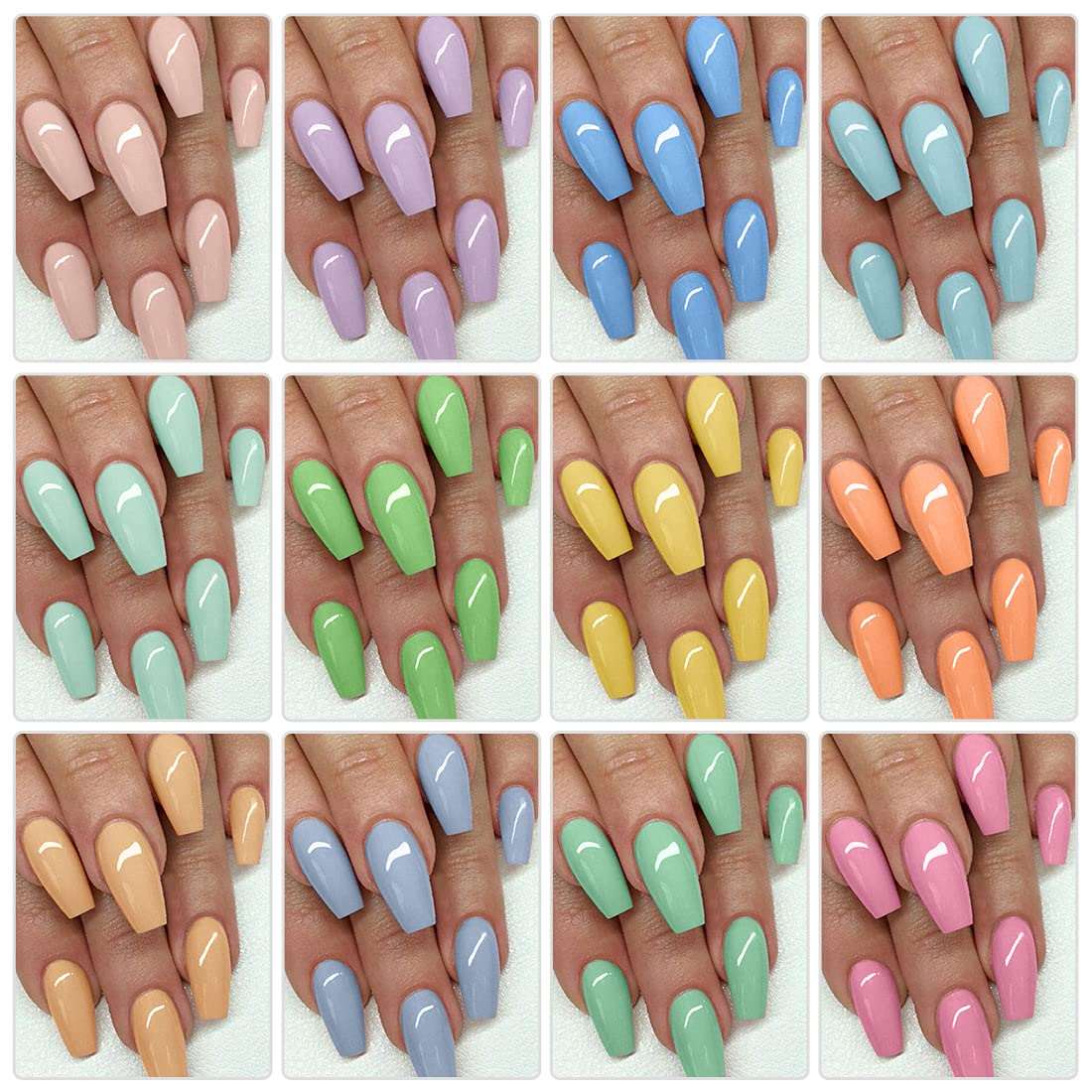 Gel Nail Polish Set Pastel Color for Spring Summer Nail Designs
