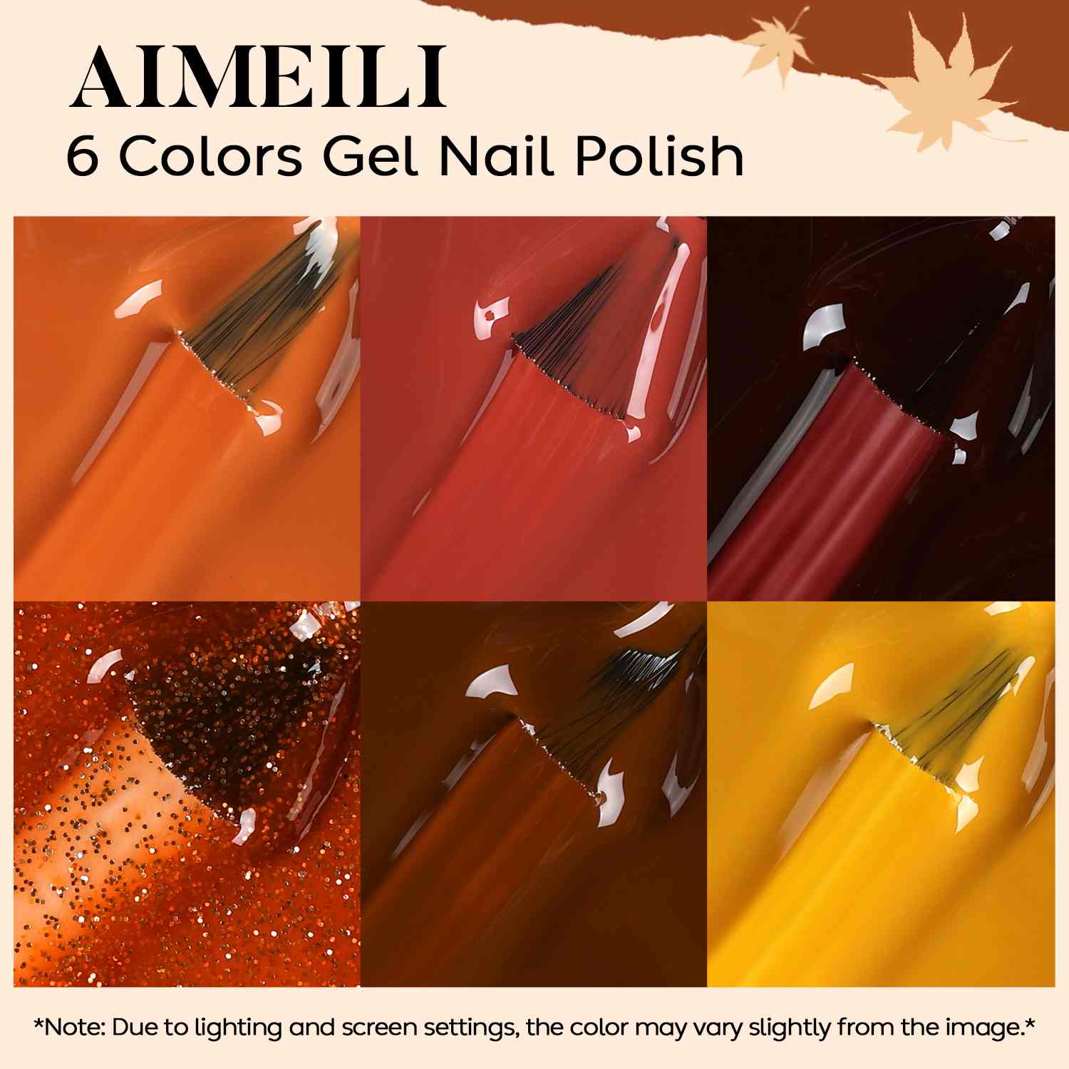 AIMEILI Pumpkin Gel Polish Set 101 – 6 Colors, Vegan &amp; Cruelty-Free