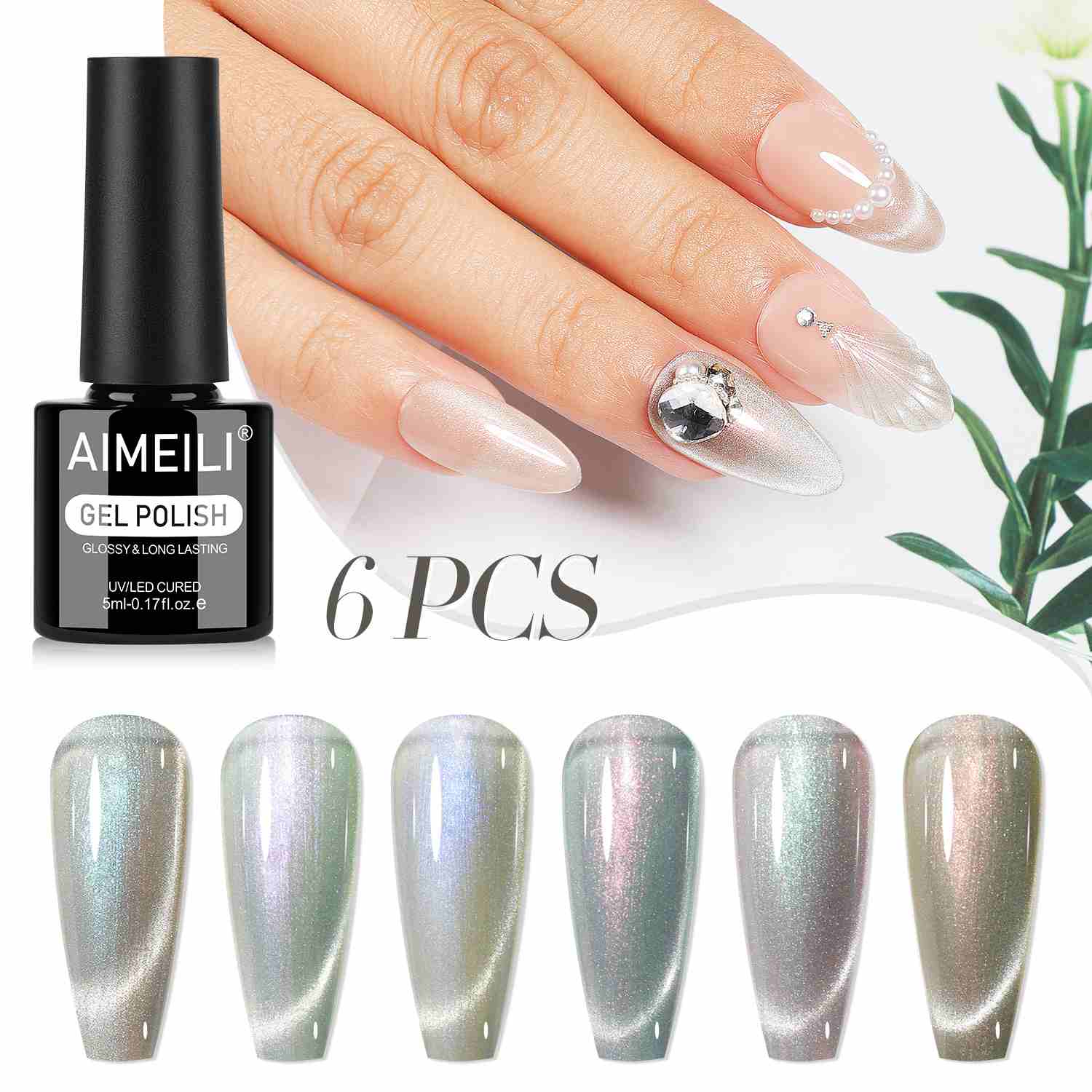 AIMEILI HEMA-Free Cat Eye Gel Polish Set 6pcs – Kit 102