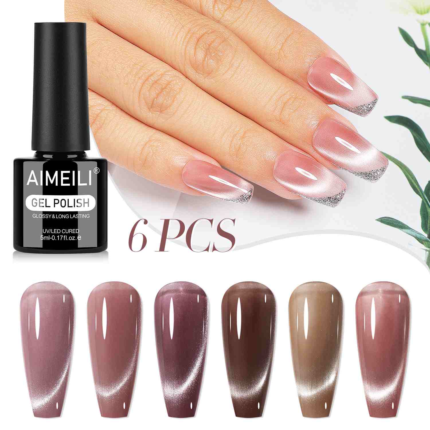 AIMEILI HEMA-Free Cat Eye Gel Polish Set 6pcs – Kit 104