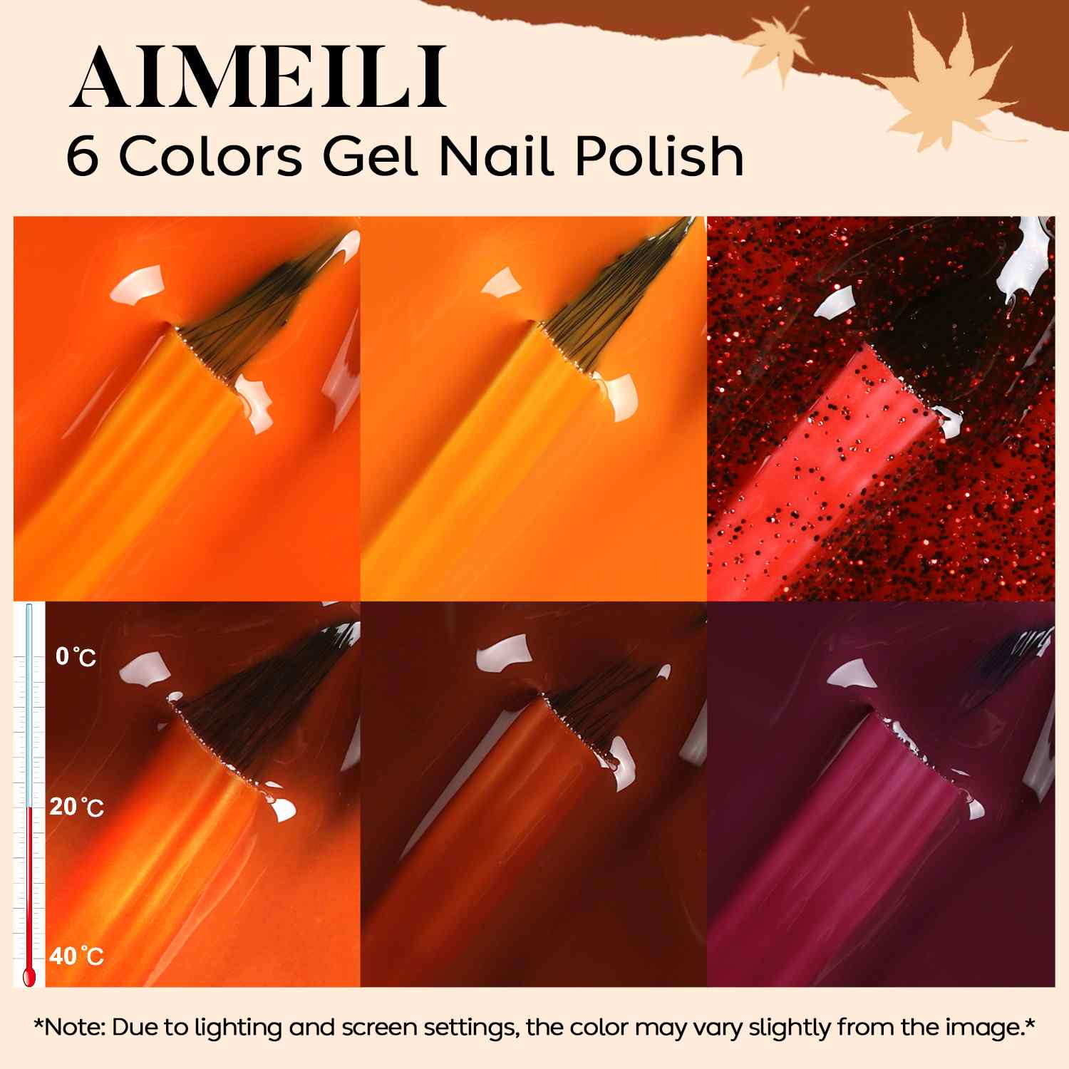 AIMEILI Harvest Gel Polish Set 105 – 6 Colors, Vegan &amp; Cruelty-Free
