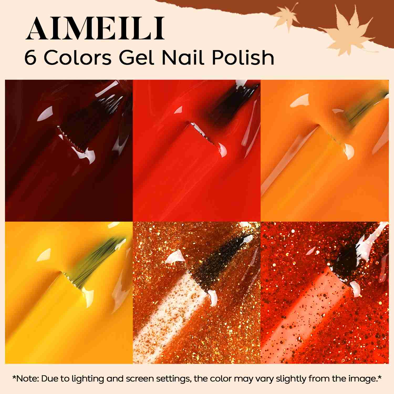 AIMEILI Halloween Neon Gel Polish Set 106 – 6 Colors, Vegan &amp; Cruelty-Free