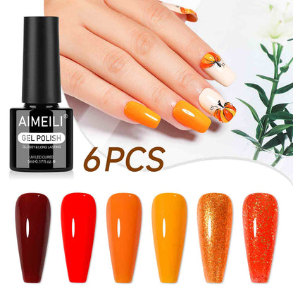 AIMEILI Halloween Neon Gel Polish Set 106 – 6 Colors, Vegan &amp; Cruelty-Free
