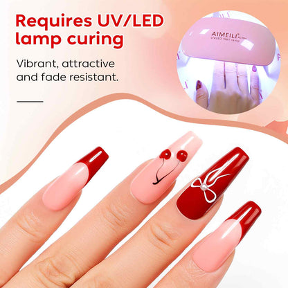 AIMEILI Red Gel Polish Set 107 – 6 Colors, Vegan &amp; Cruelty-Free