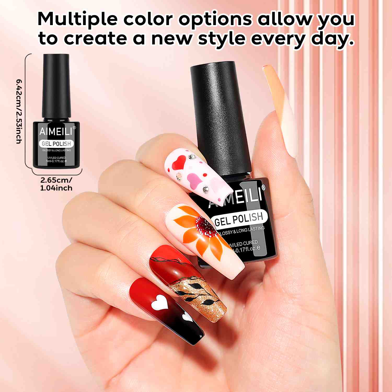 AIMEILI Red Gel Polish Set 107 – 6 Colors, Vegan &amp; Cruelty-Free