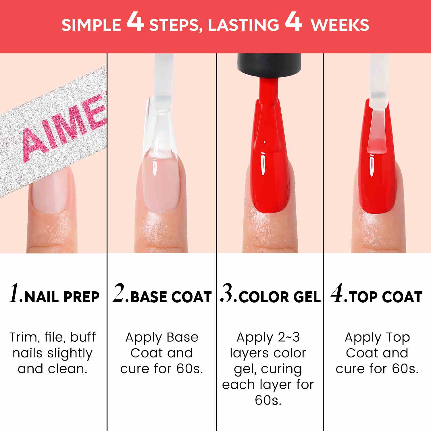 AIMEILI Red Gel Polish Set 107 – 6 Colors, Vegan &amp; Cruelty-Free
